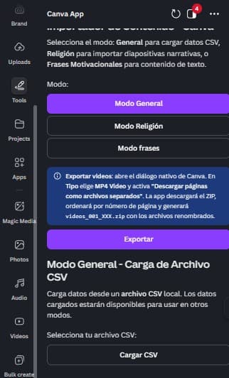 Vista previa del proyecto Canva App